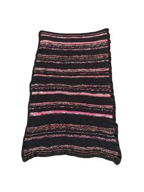 Handmade Black &  Pink Knit Blanket Throw, Striped‎